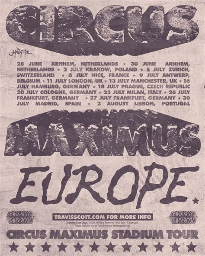 Travis Scott adds extra European dates to UTOPIA - CIRCUS MAXIMUS World Tour due to phenomenal demand!